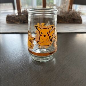 Vintage Pokemon Pikachu Welch's Vintage Glass Jar — Yellow Pikachu Design